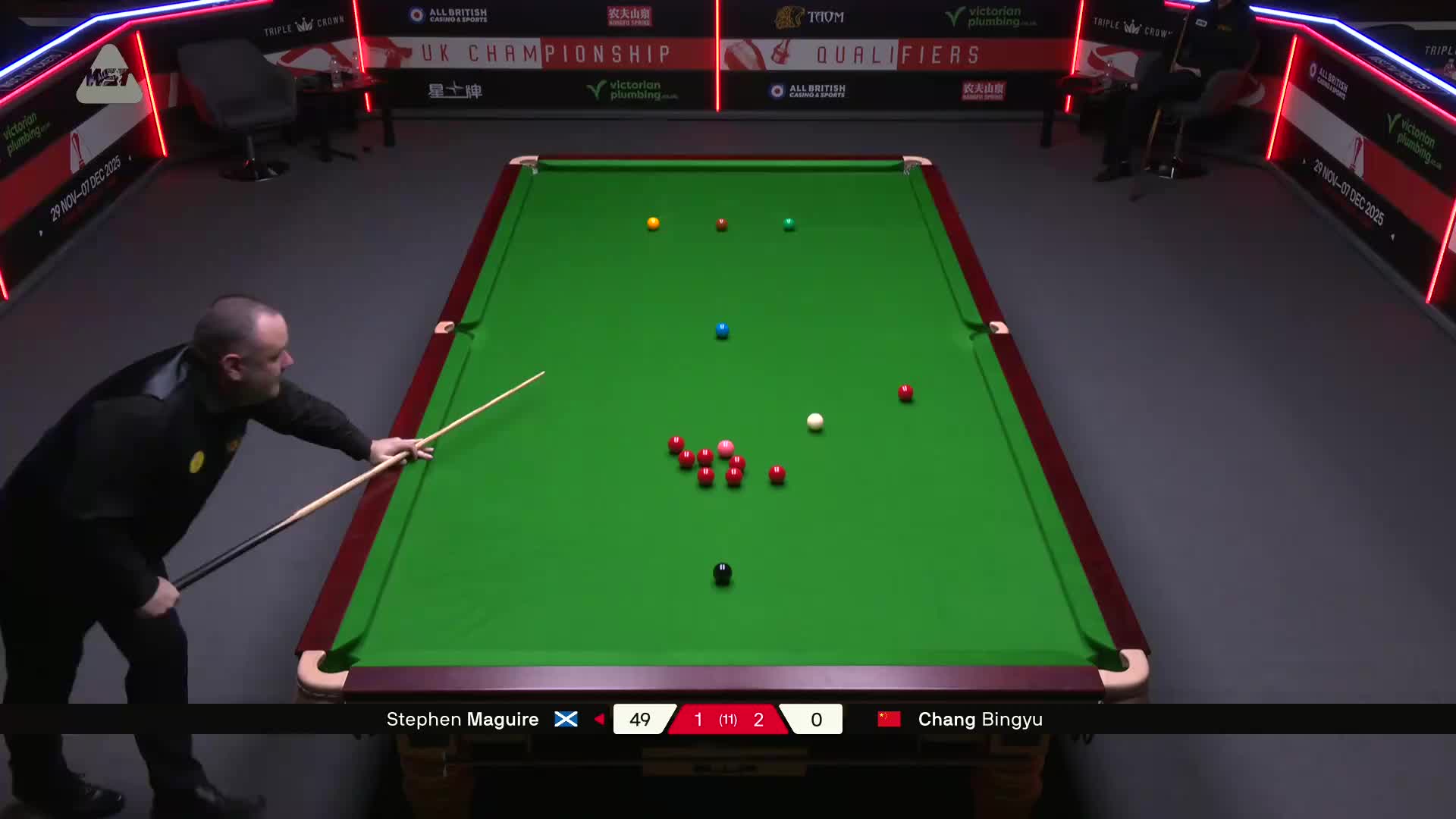 斯蒂芬·马奎尔VS常冰玉 2025斯诺克英锦赛资格赛 第四局