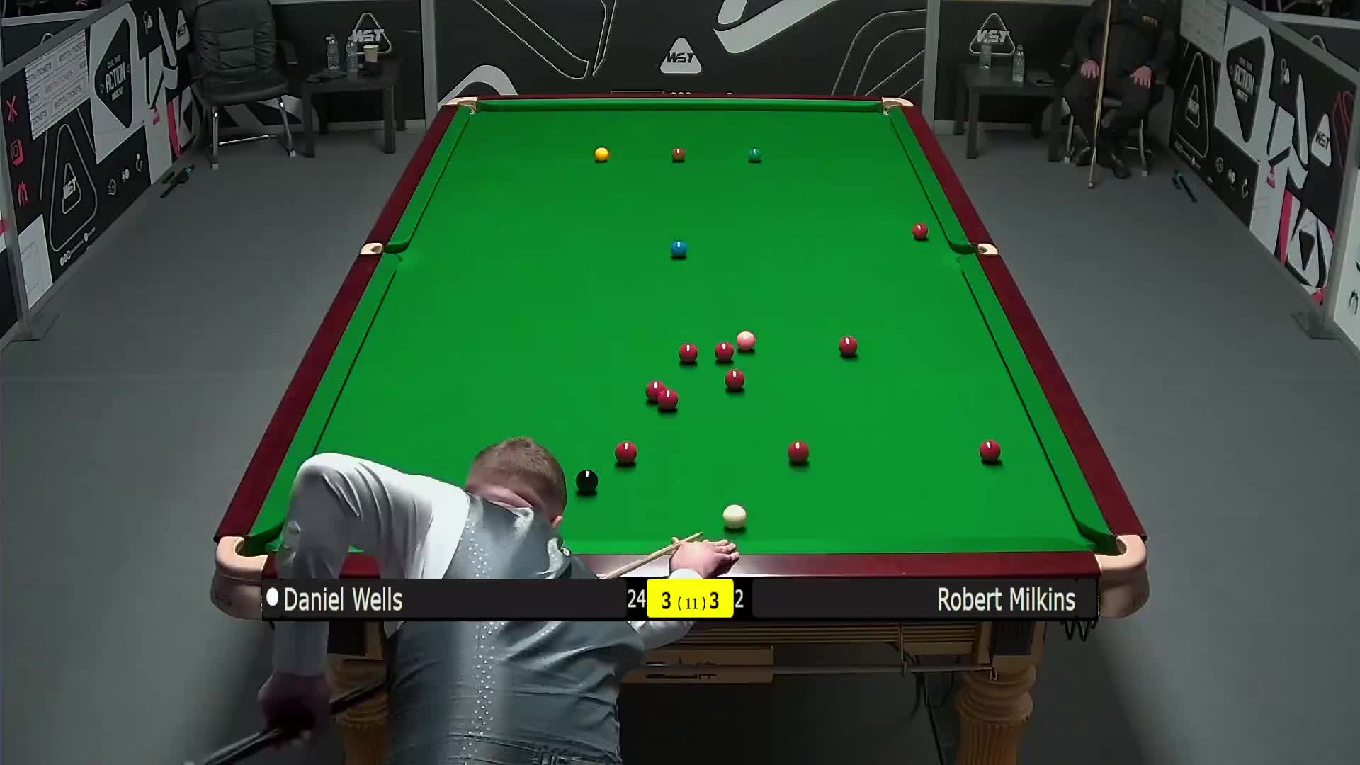 丹尼尔·威尔斯VS罗伯特·米尔金斯 2025斯诺克英锦赛资格赛 第七局