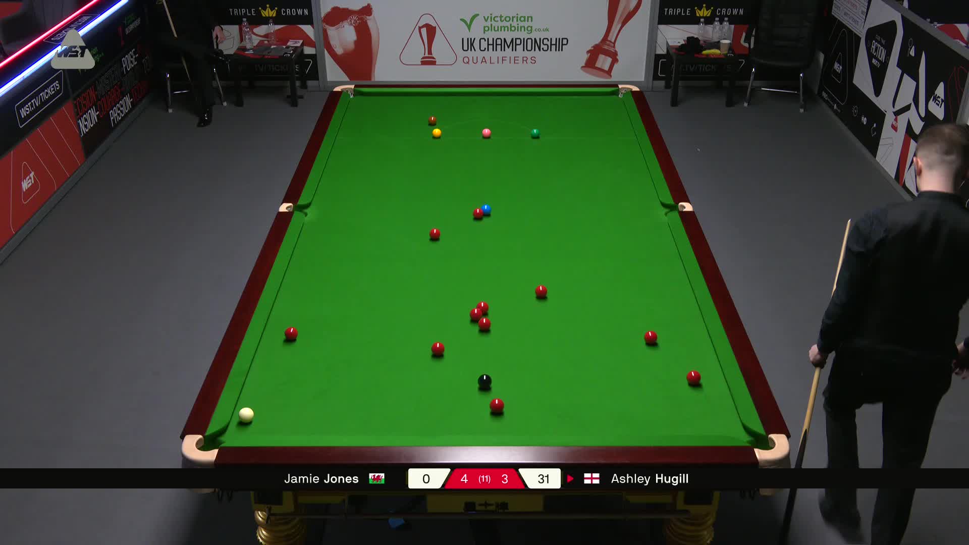 詹姆·琼斯VS阿什利·赫吉尔 2025斯诺克英锦赛资格赛 第八局