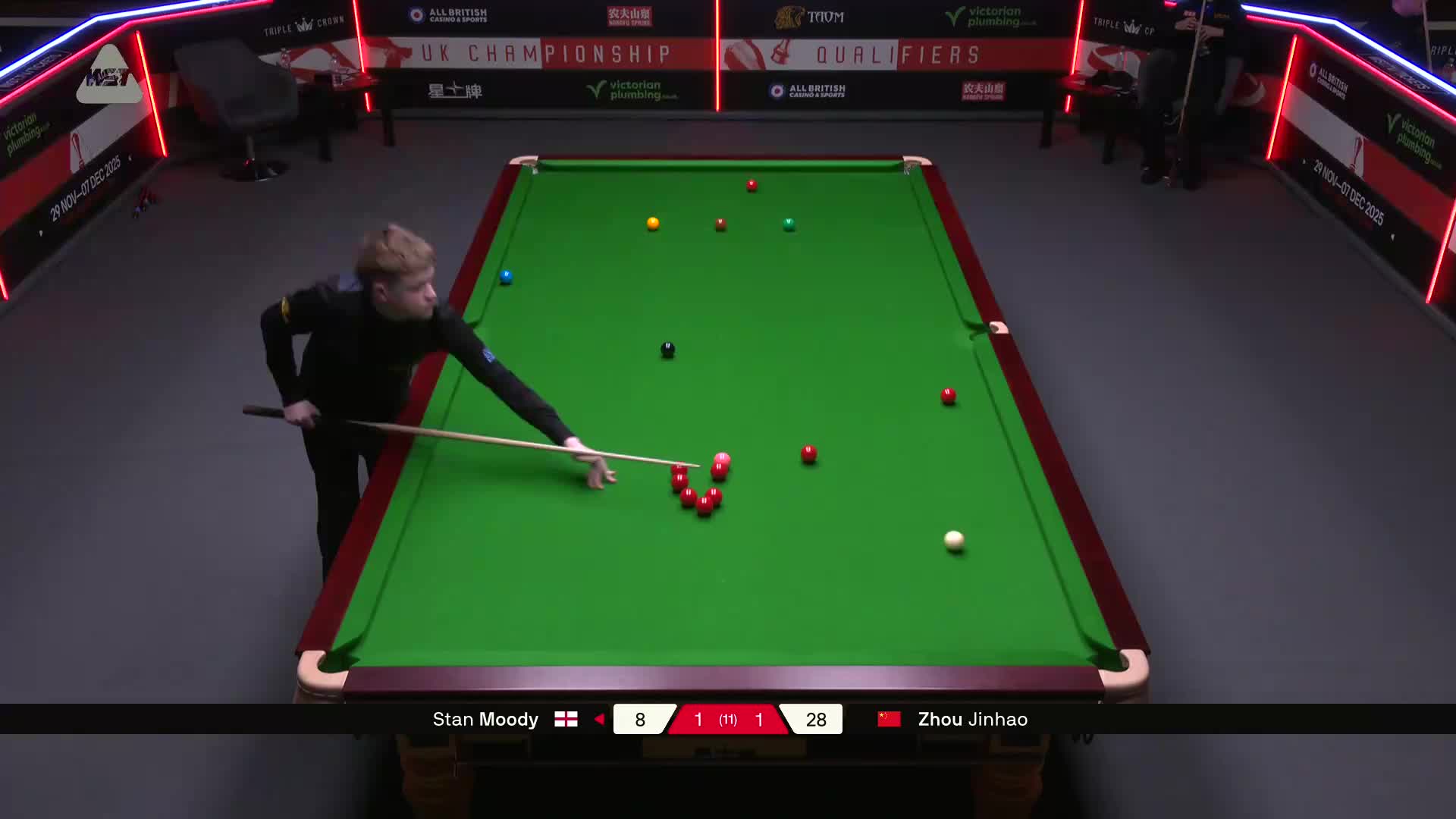 斯坦·穆迪VS周金豪 2025斯诺克英锦赛资格赛 第三局