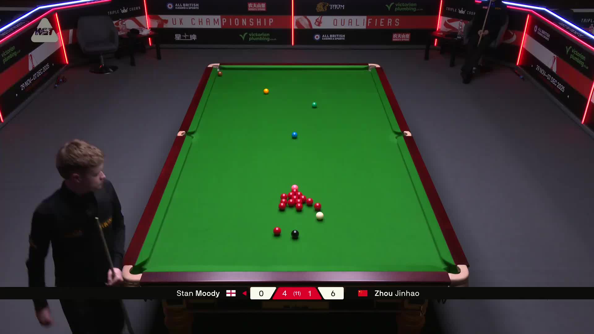 斯坦·穆迪VS周金豪 2025斯诺克英锦赛资格赛 第六局