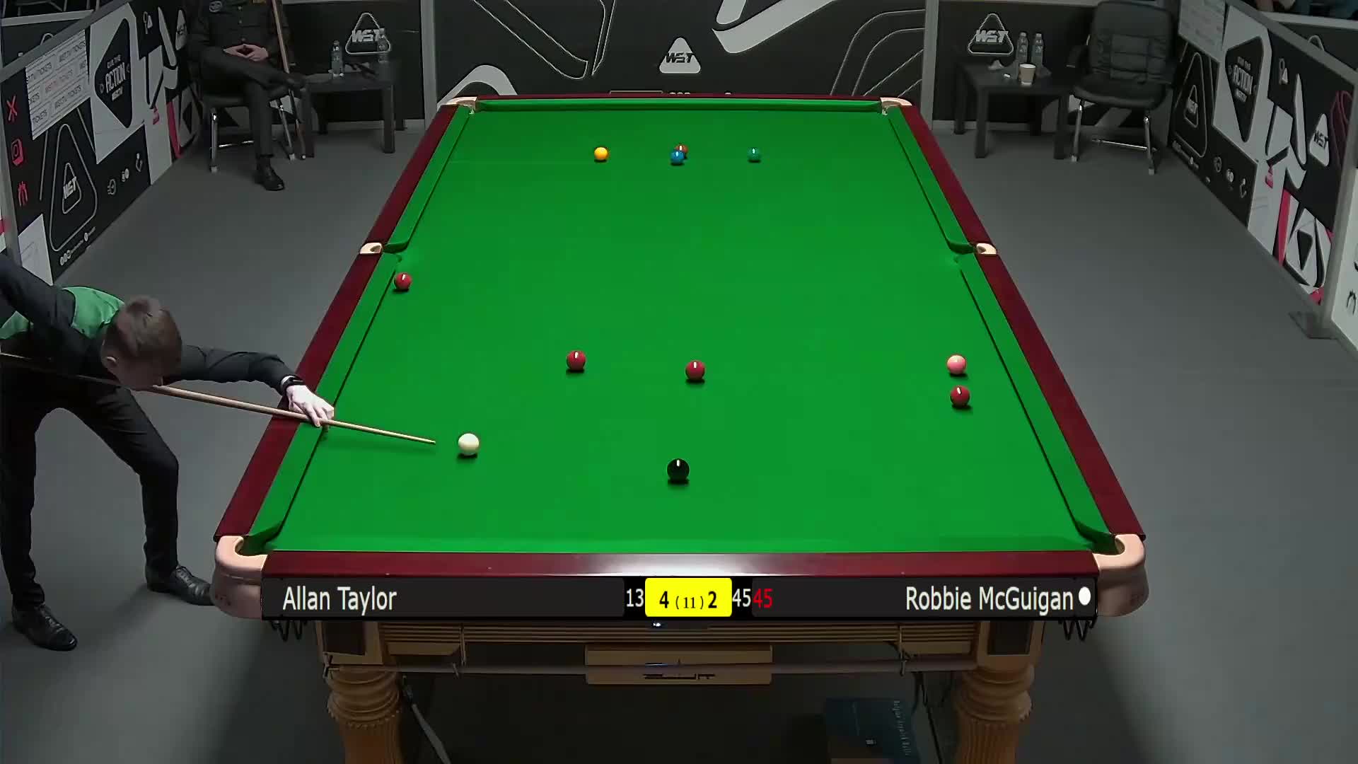 艾伦·泰勒VS罗比·麦奎根 2025斯诺克英锦赛资格赛 第七局