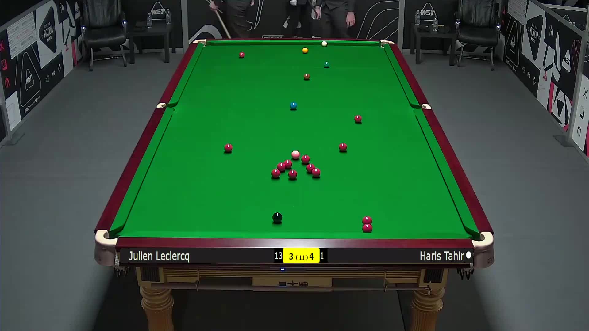 朱利安·勒克莱尔VS哈里斯·塔希尔 2025斯诺克英锦赛资格赛 第八局