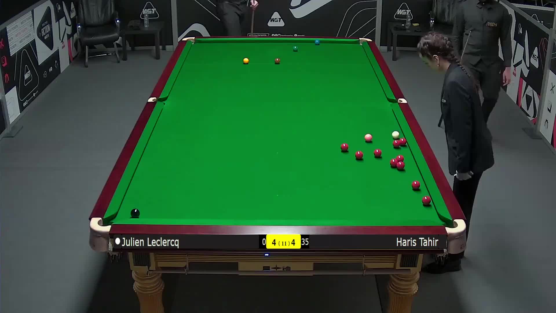 朱利安·勒克莱尔VS哈里斯·塔希尔 2025斯诺克英锦赛资格赛 第九局