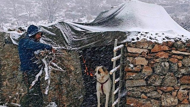 预感超强暴风雪即将来袭，幸好我一时谨慎，搭建出安全的防风雪石屋
