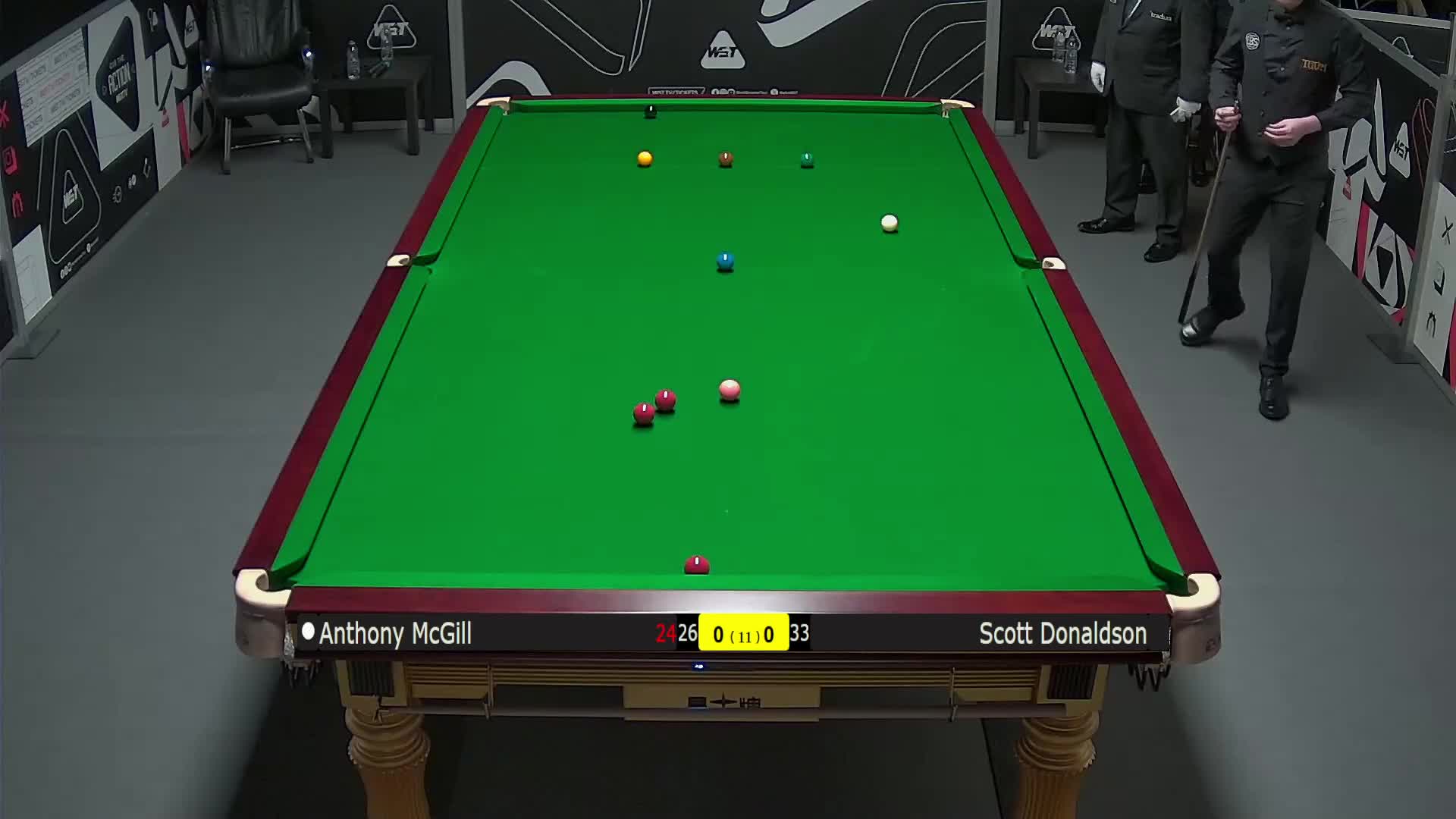 安东尼·麦克吉尔VS斯科特·唐纳森 2025斯诺克英国锦标赛资格赛 第一局