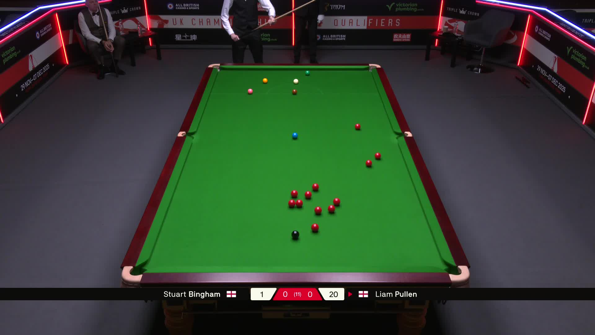 斯图尔特·宾汉姆VS利亚姆·普伦 2025斯诺克英国锦标赛资格赛 第一局