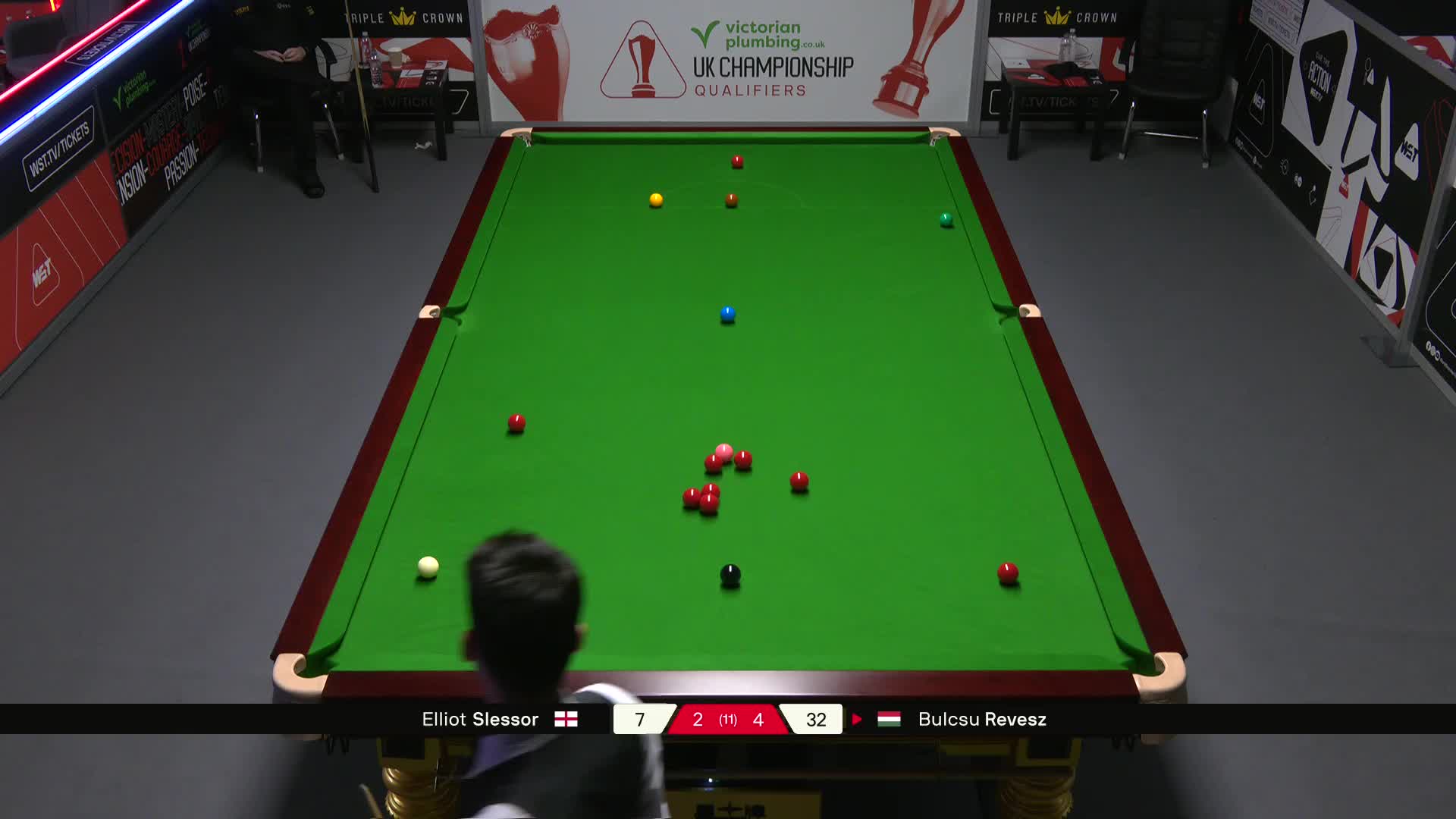 艾利奥特·斯莱瑟VS布尔丘·雷韦兹 2025斯诺克英国锦标赛资格赛 第七局