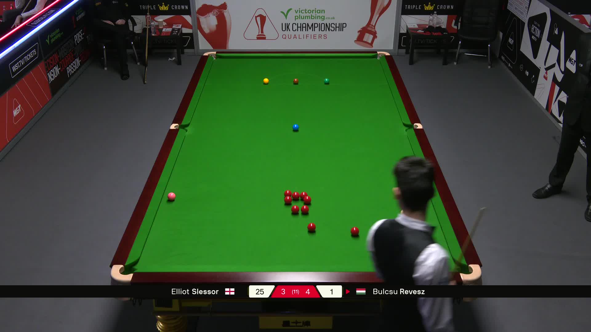艾利奥特·斯莱瑟VS布尔丘·雷韦兹 2025斯诺克英国锦标赛资格赛 第八局