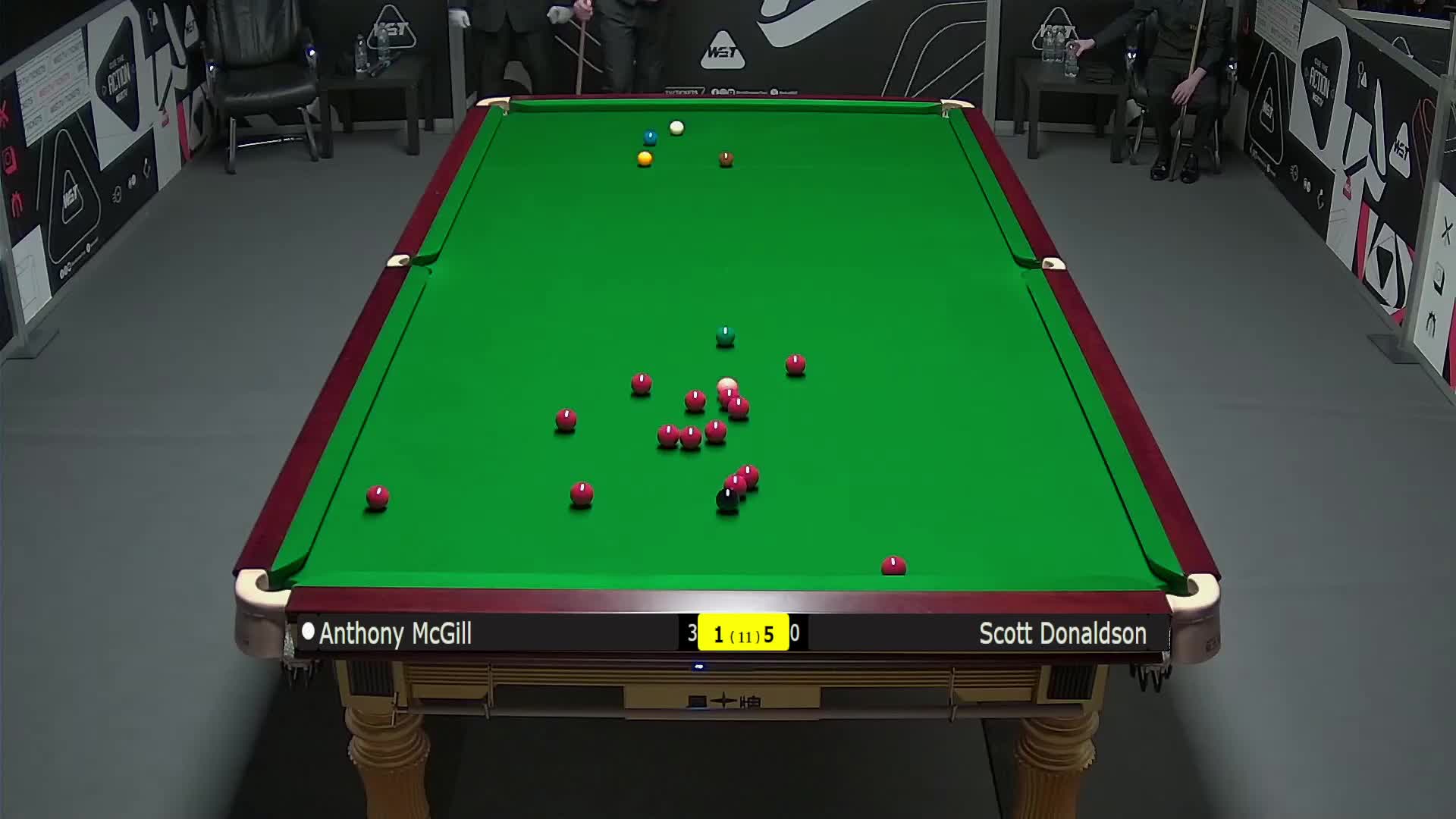安东尼·麦克吉尔VS斯科特·唐纳森 2025斯诺克英国锦标赛资格赛 第七局
