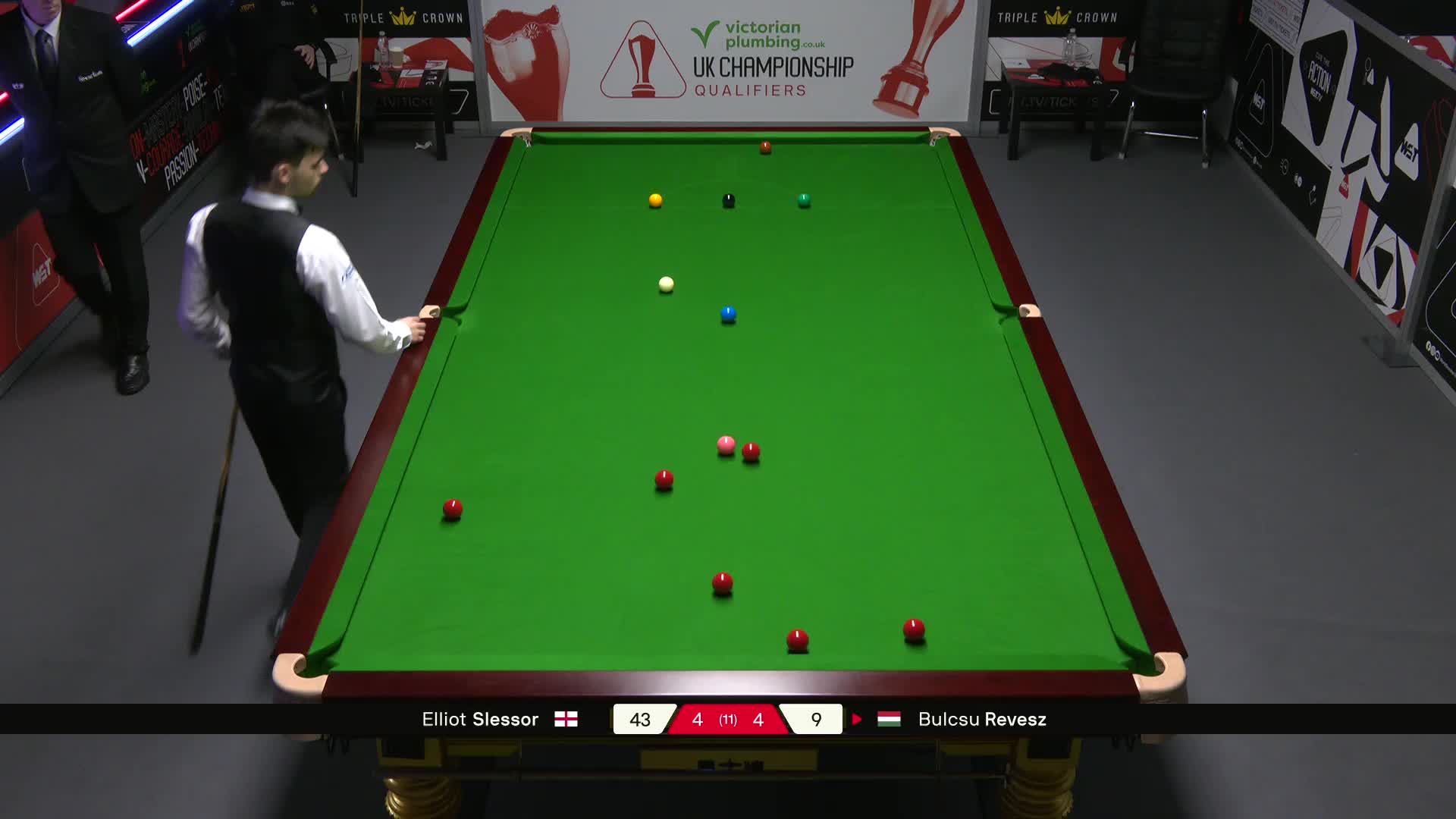 艾利奥特·斯莱瑟VS布尔丘·雷韦兹 2025斯诺克英国锦标赛资格赛 第九局