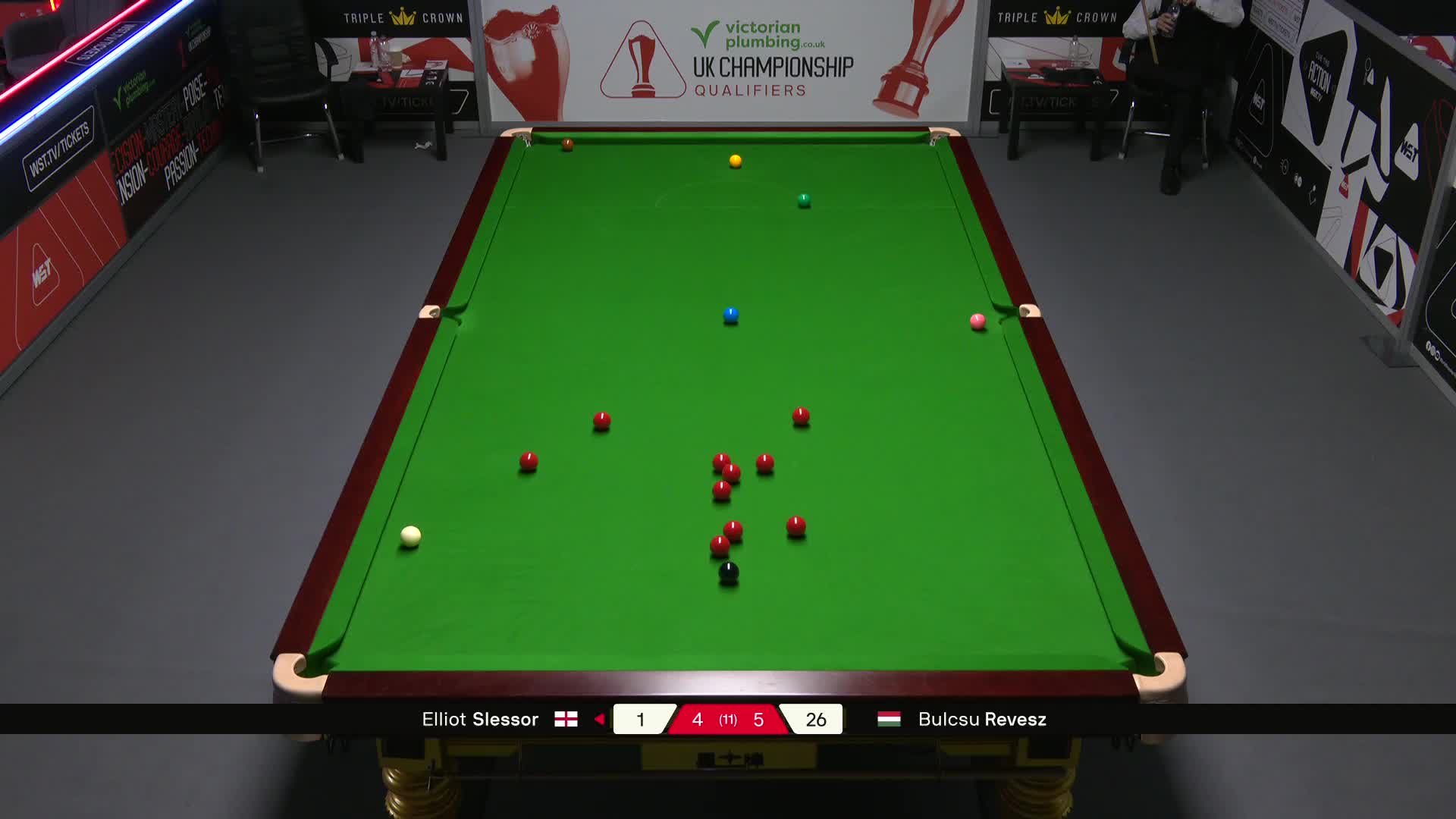 艾利奥特·斯莱瑟VS布尔丘·雷韦兹 2025斯诺克英国锦标赛资格赛 第十局