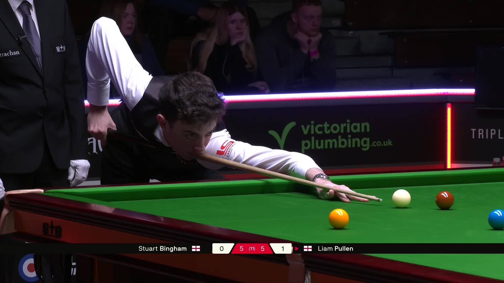 斯图尔特·宾汉姆VS利亚姆·普伦 2025斯诺克英国锦标赛资格赛 第十一局