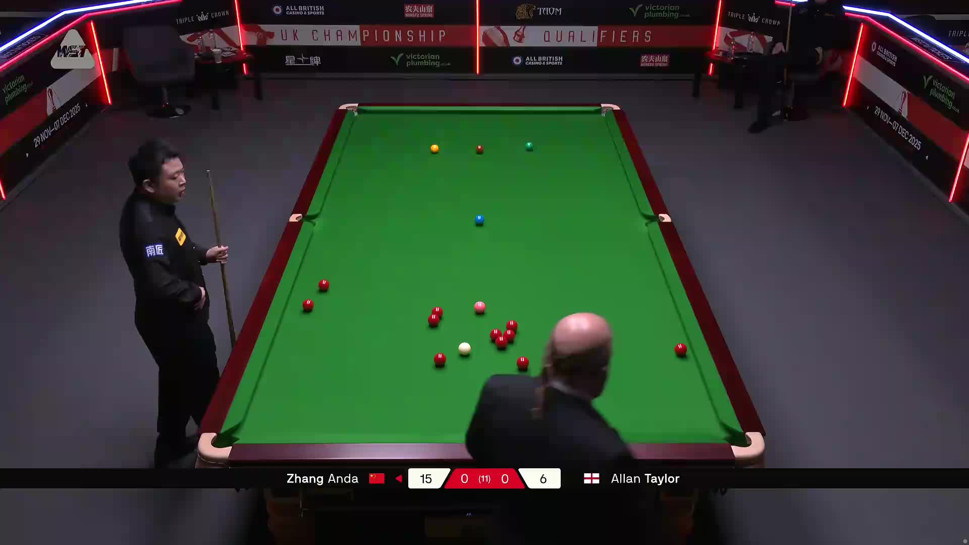 张安达VS艾伦·泰勒 2025斯诺克英国锦标赛资格赛 第一局