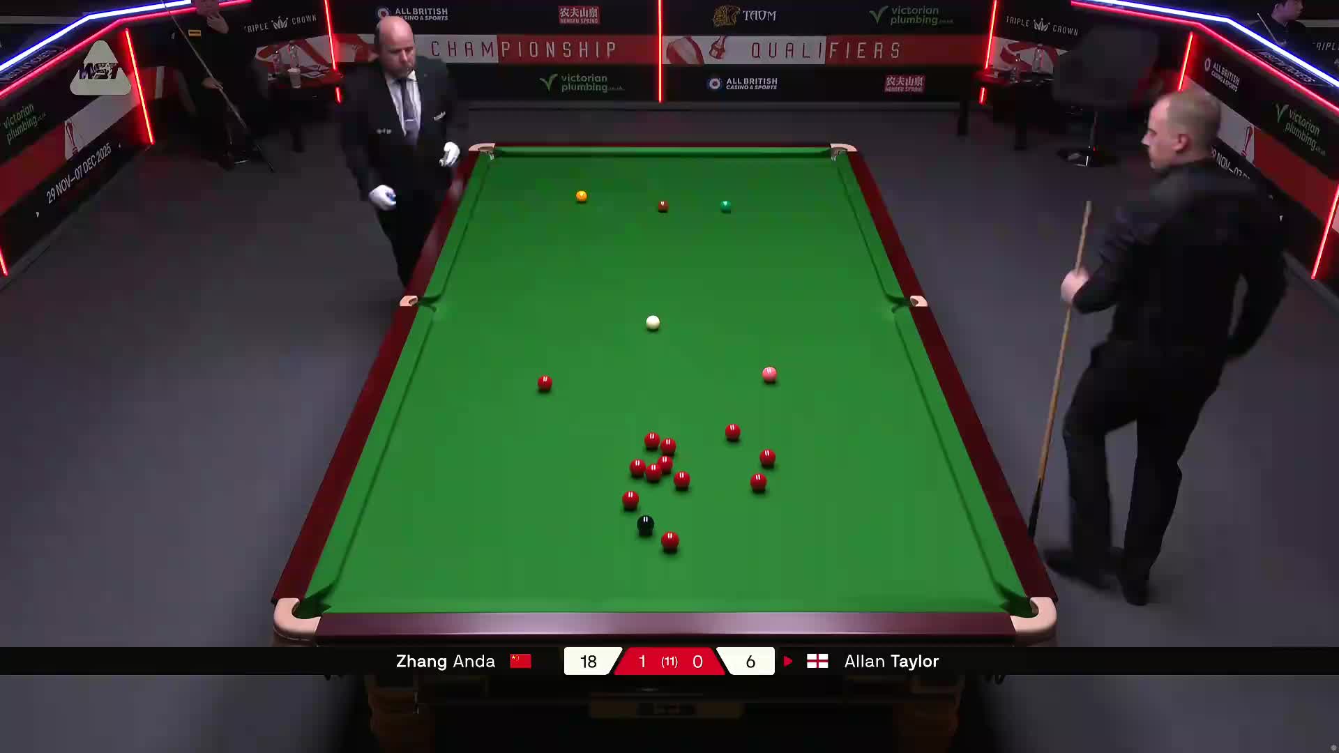 张安达VS艾伦·泰勒 2025斯诺克英国锦标赛资格赛 第二局