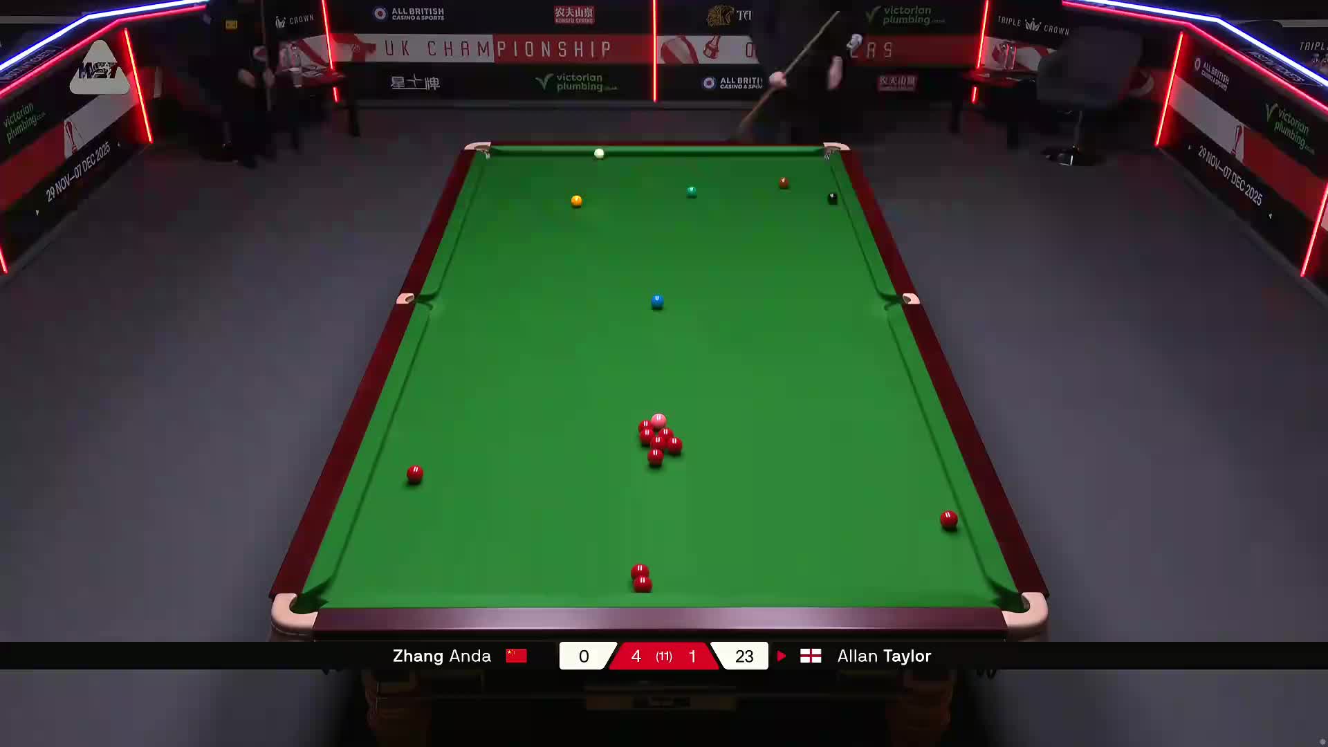 张安达VS艾伦·泰勒 2025斯诺克英国锦标赛资格赛 第六局