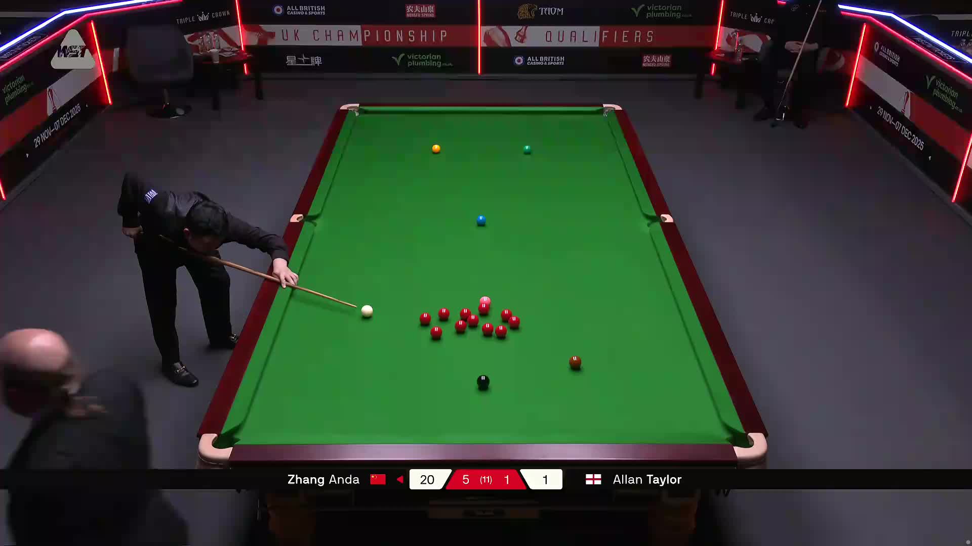 张安达VS艾伦·泰勒 2025斯诺克英国锦标赛资格赛 第七局