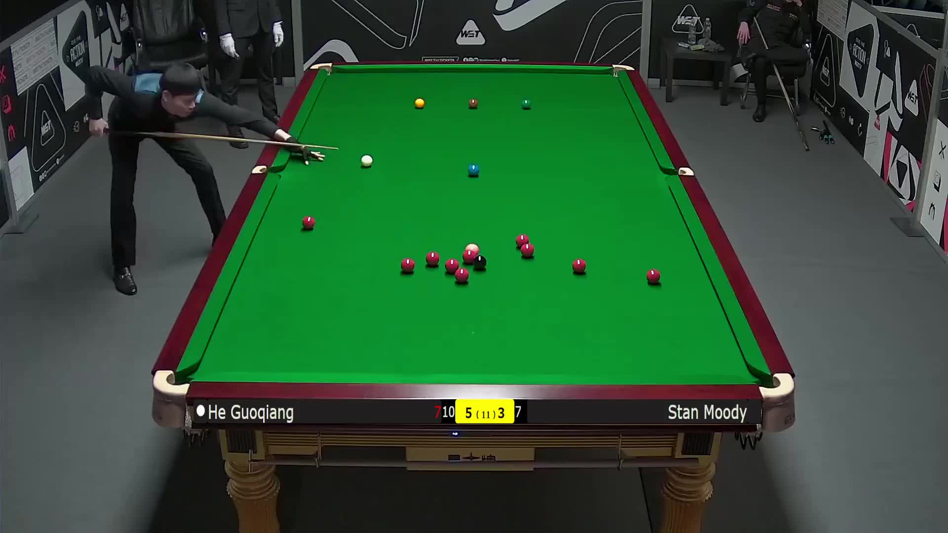 贺国强VS斯坦·穆迪 2025斯诺克英国锦标赛资格赛 第九局