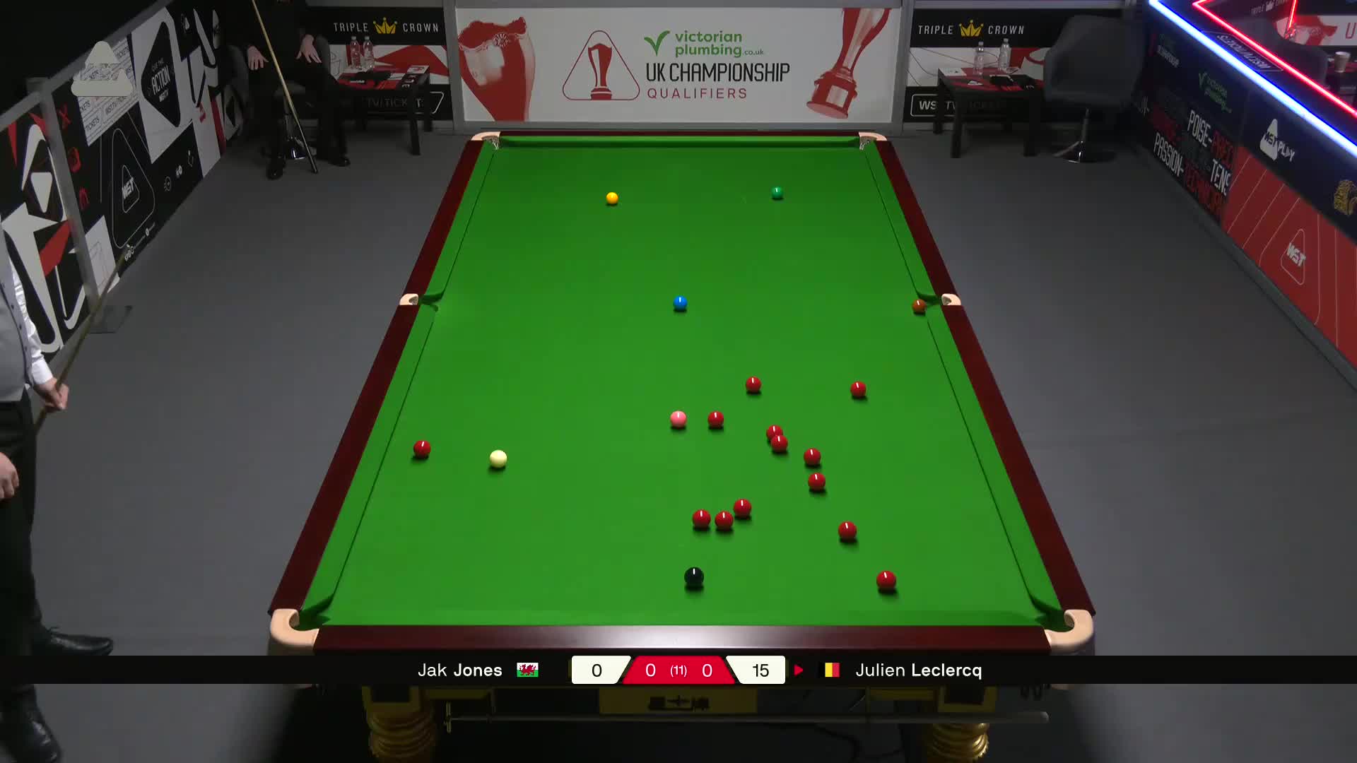 杰克·琼斯VS朱利安·勒克莱尔 2025斯诺克英国锦标赛资格赛 第一局