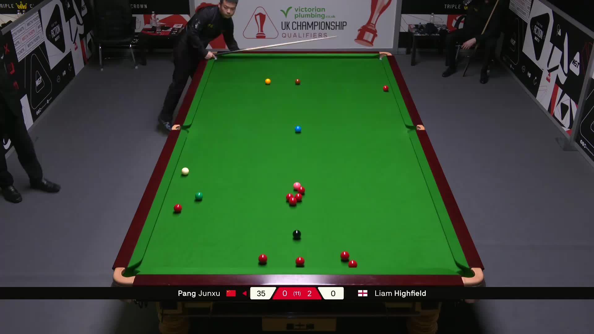 庞俊旭VS利亚姆·海菲尔德 2025斯诺克英国锦标赛资格赛 第三局