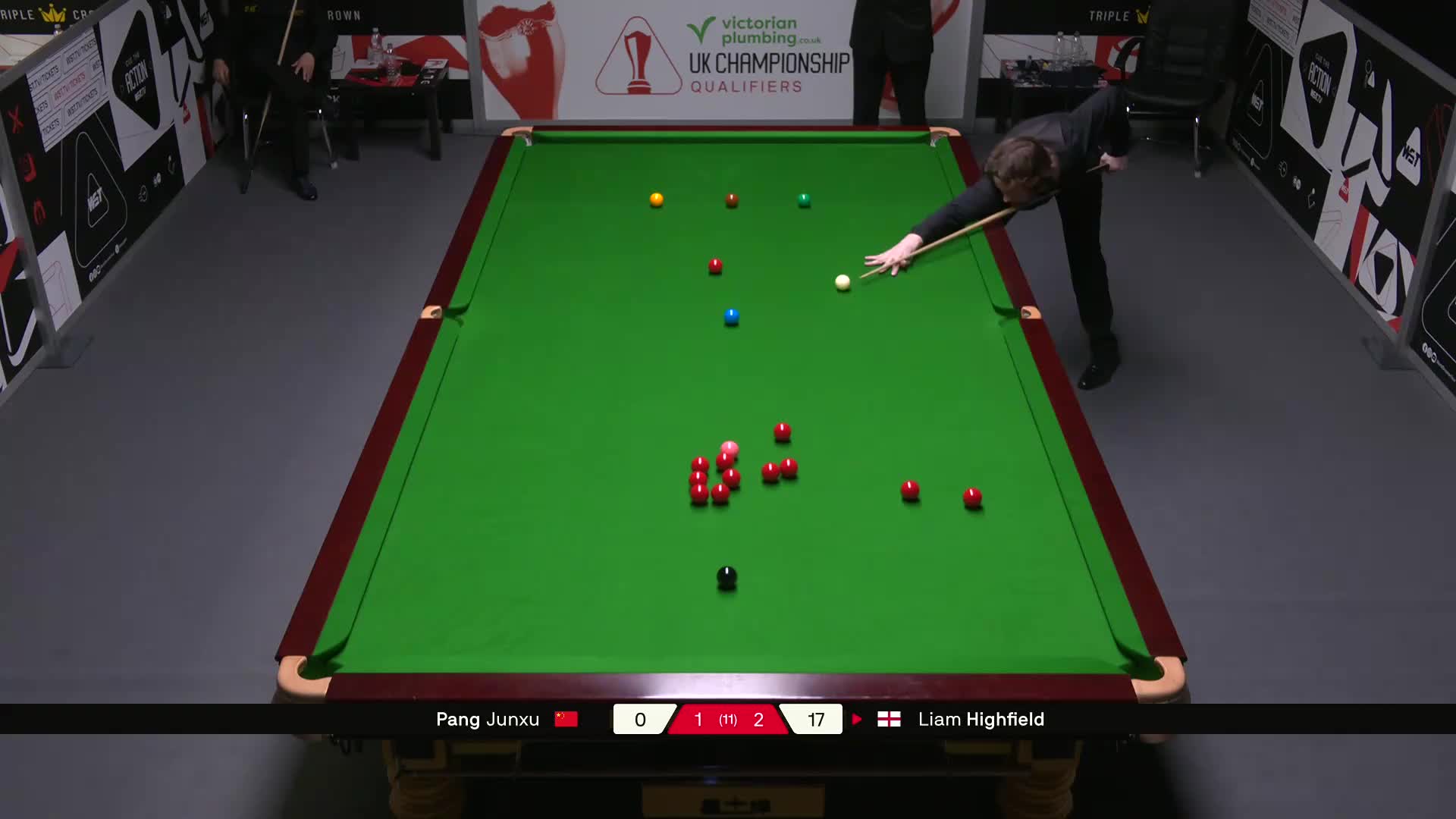 庞俊旭VS利亚姆·海菲尔德 2025斯诺克英国锦标赛资格赛 第四局