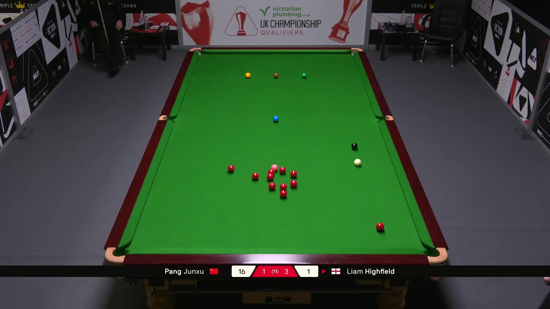 庞俊旭VS利亚姆·海菲尔德 2025斯诺克英国锦标赛资格赛 第五局