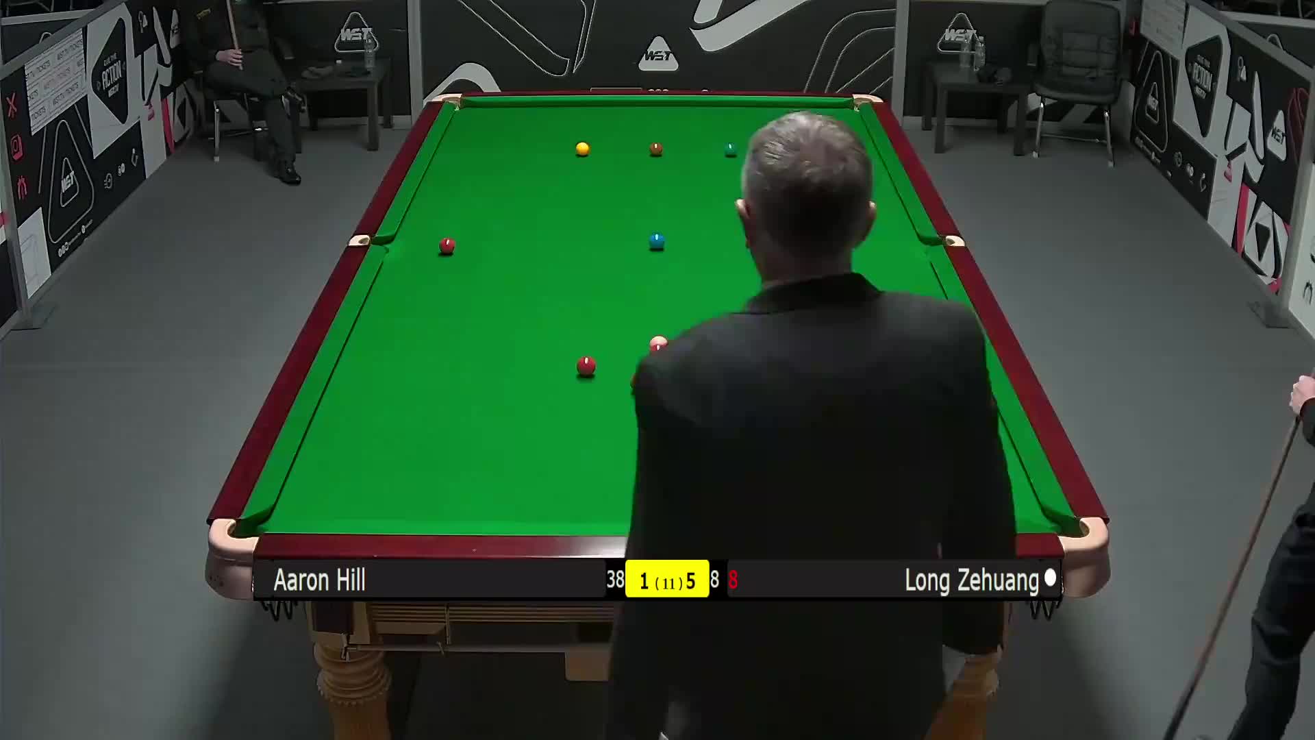 亚伦·希尔VS龙泽煌 2025斯诺克英国锦标赛资格赛 第七局