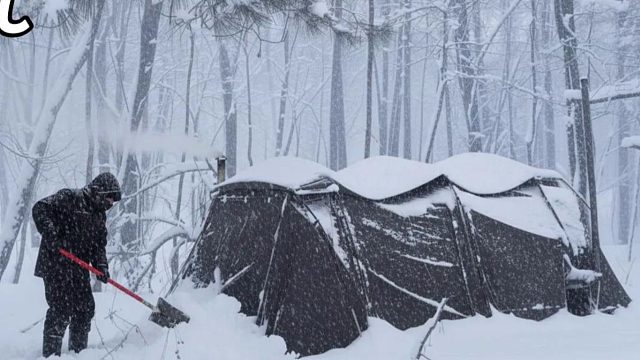进入超级暴风雪区域，我要用一定帐篷，在这里面极限露营2天