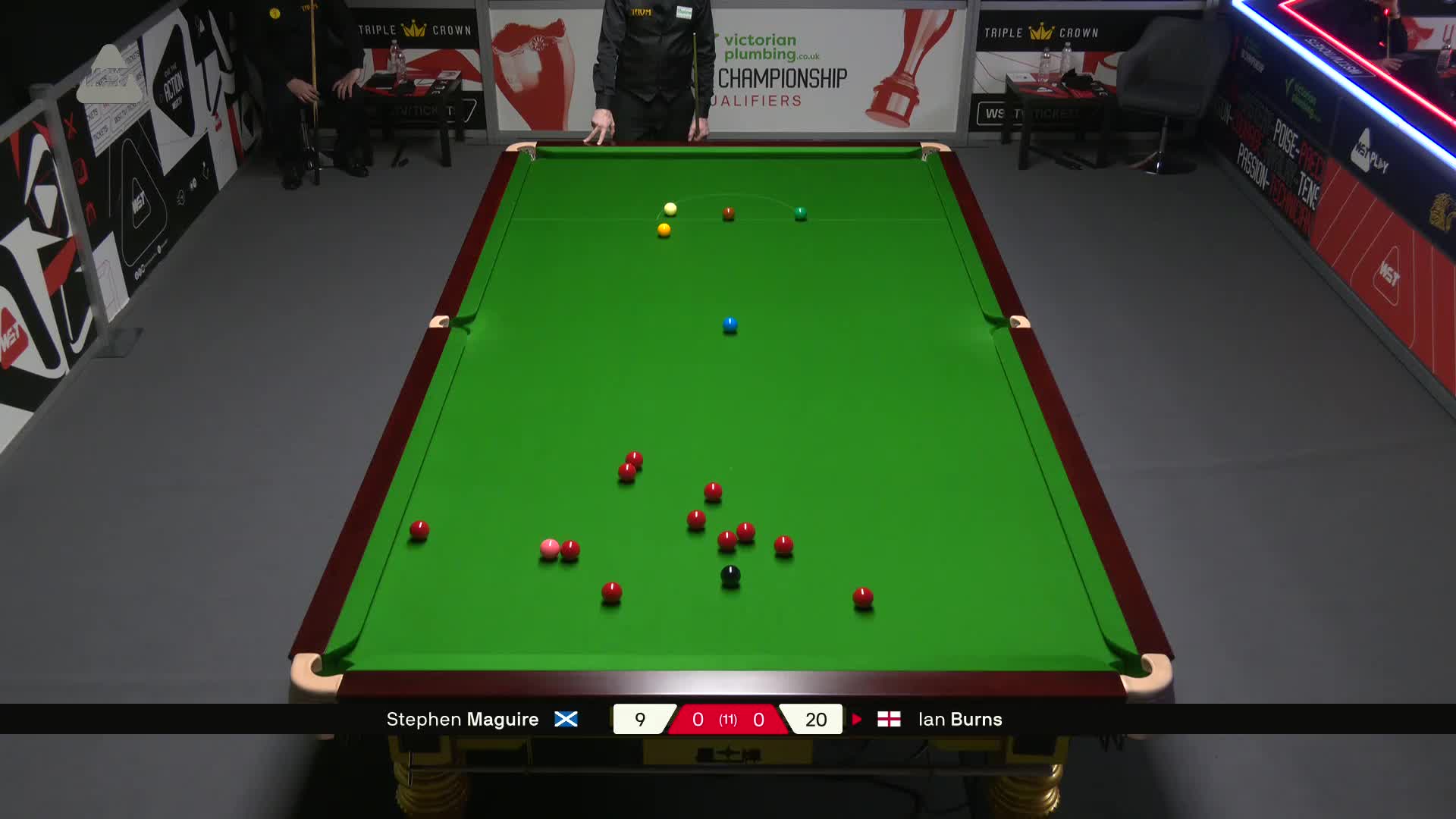 伊恩·伯恩斯VS斯蒂芬·马奎尔 2025斯诺克英国锦标赛资格赛 第一局