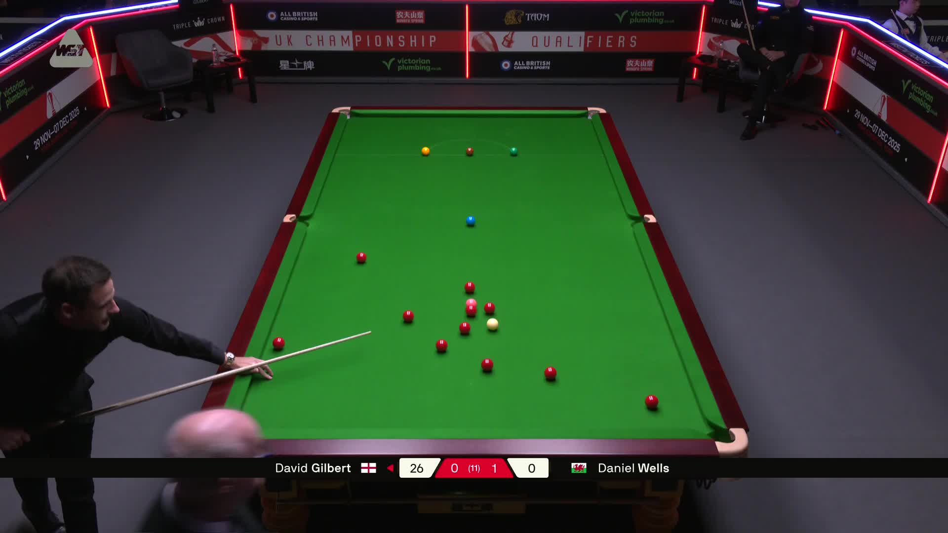 丹尼尔·威尔斯VS大卫·吉尔伯特 2025斯诺克英国锦标赛资格赛 第二局
