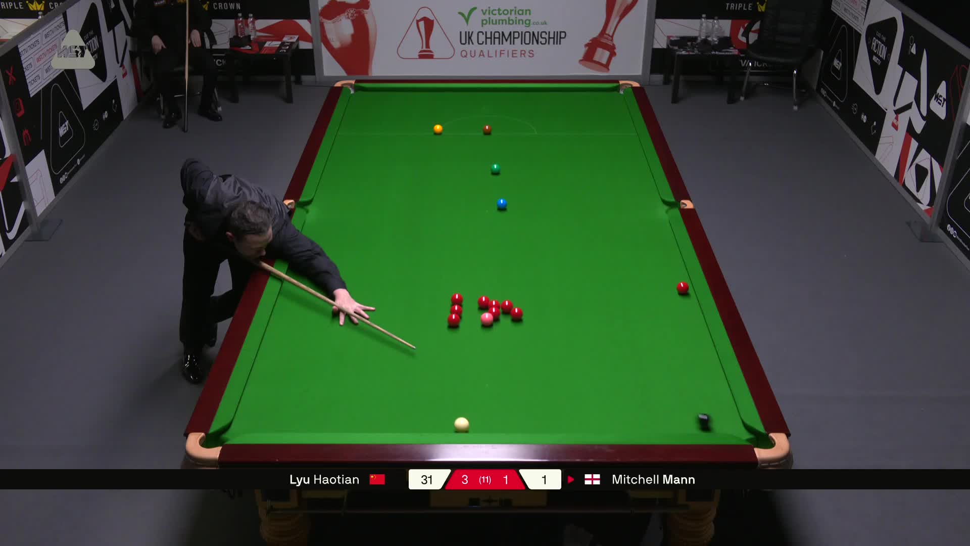 米切尔·曼恩VS吕昊天 2025斯诺克英国锦标赛资格赛 第五局
