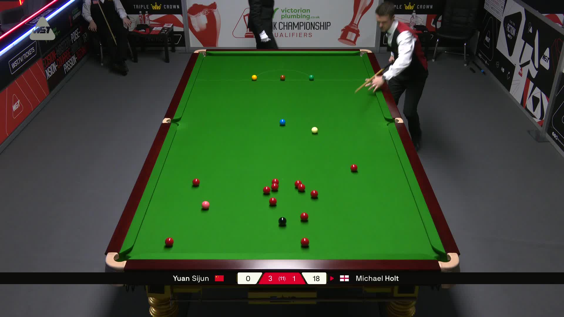 袁思俊VS迈克尔·霍尔特 2025斯诺克英国锦标赛资格赛 第五局