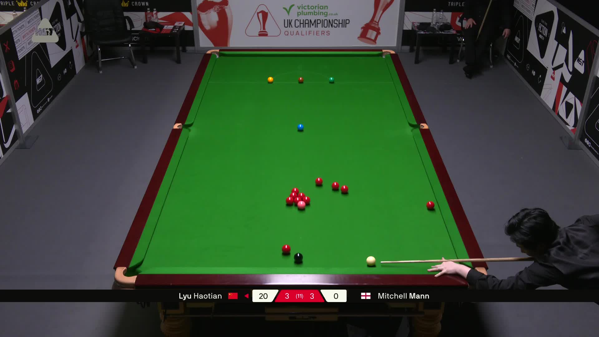 米切尔·曼恩VS吕昊天 2025斯诺克英国锦标赛资格赛 第七局