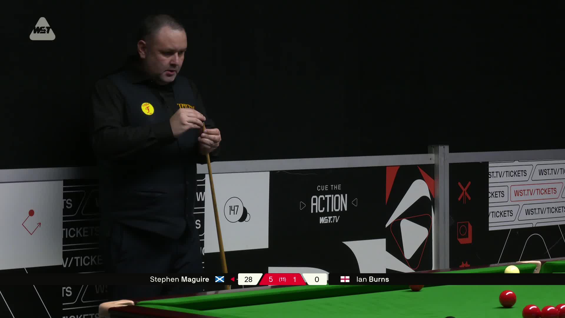 伊恩·伯恩斯VS斯蒂芬·马奎尔 2025斯诺克英国锦标赛资格赛 第七局