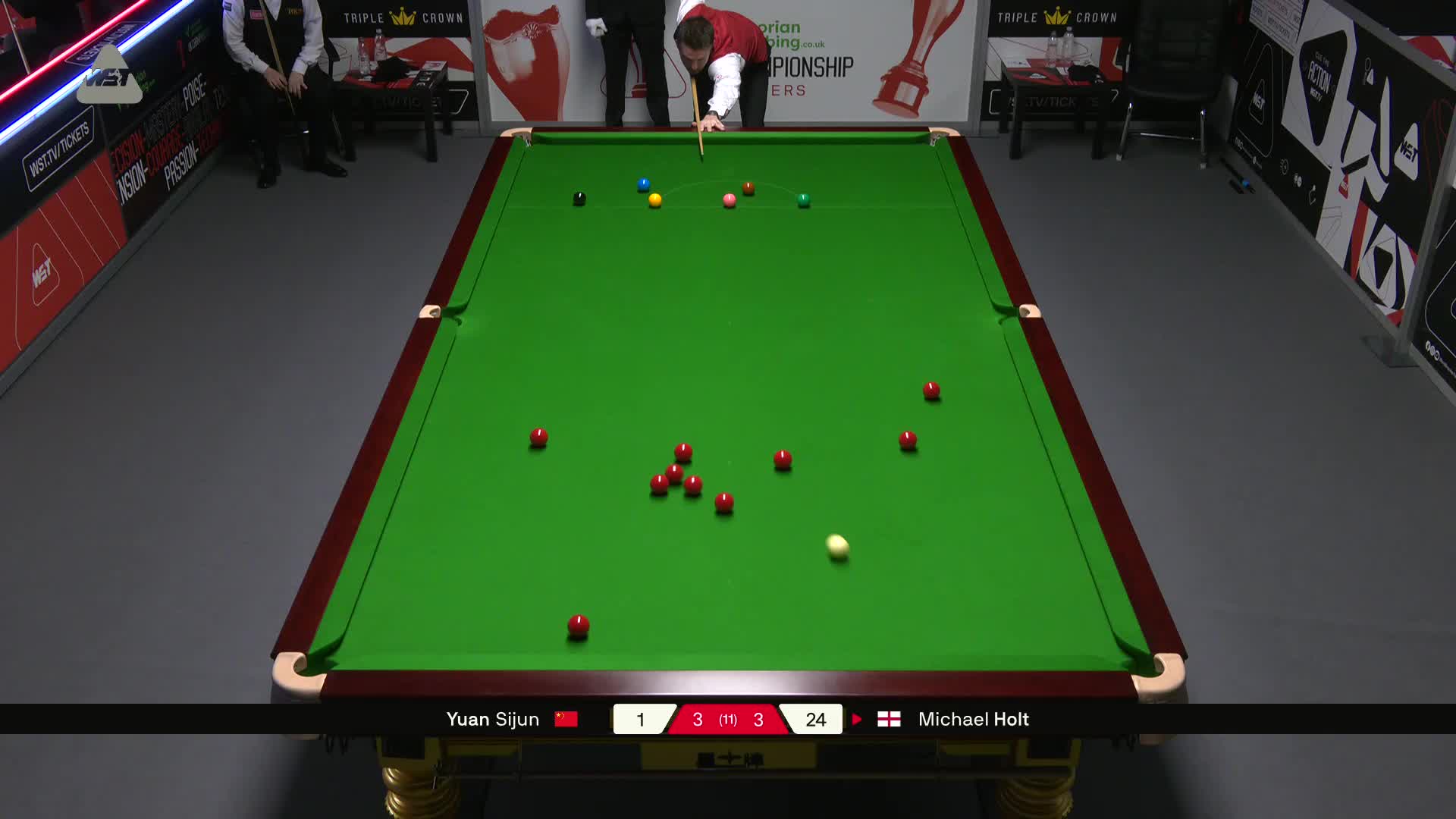 袁思俊VS迈克尔·霍尔特 2025斯诺克英国锦标赛资格赛 第七局