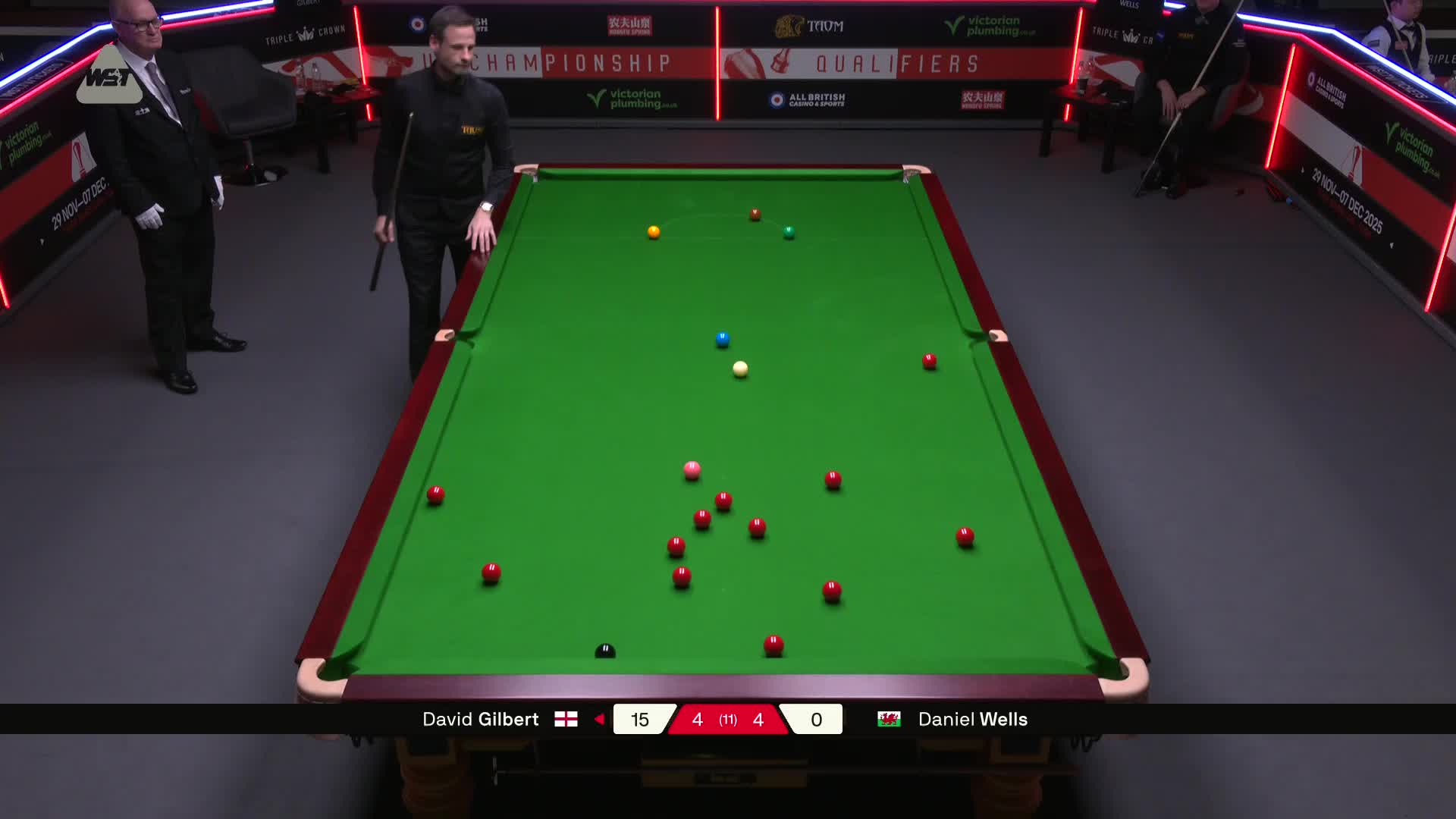 丹尼尔·威尔斯VS大卫·吉尔伯特 2025斯诺克英国锦标赛资格赛 第九局