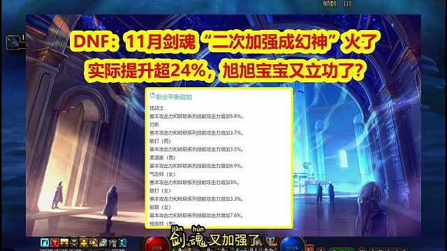 DNF：11月剑魂“二次加强成幻神”火了！实际提升超24%