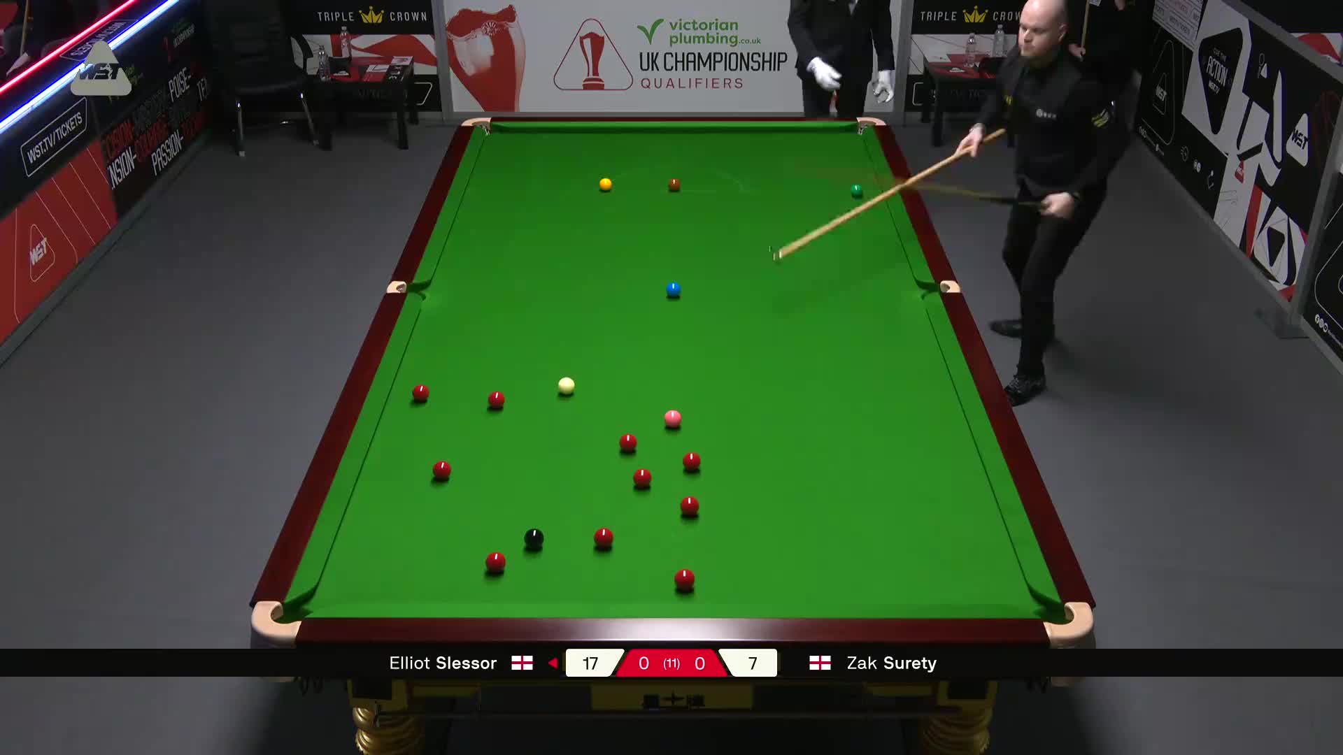 艾利奥特·斯莱瑟VS扎克·苏尔蒂 2025斯诺克英国锦标赛资格赛 第一局