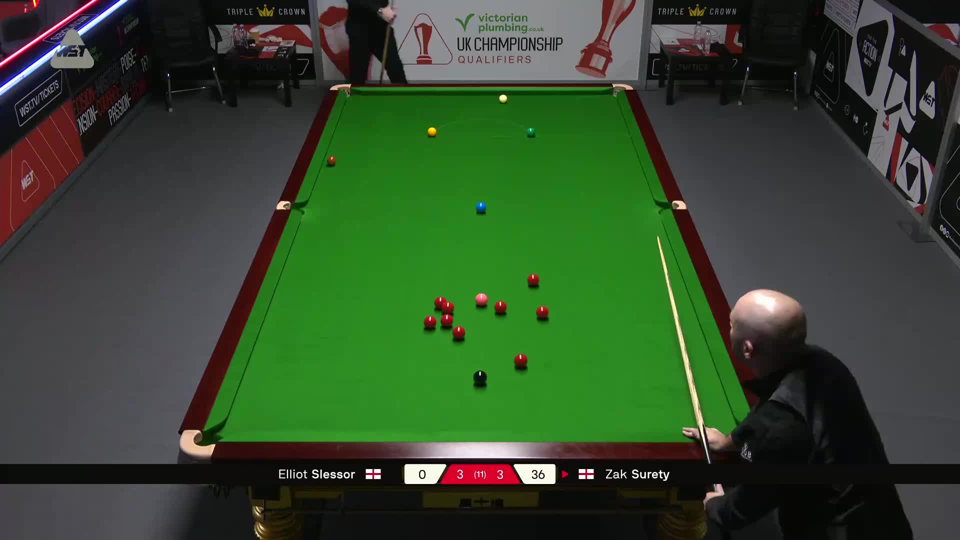 艾利奥特·斯莱瑟VS扎克·苏尔蒂 2025斯诺克英国锦标赛资格赛 第七局