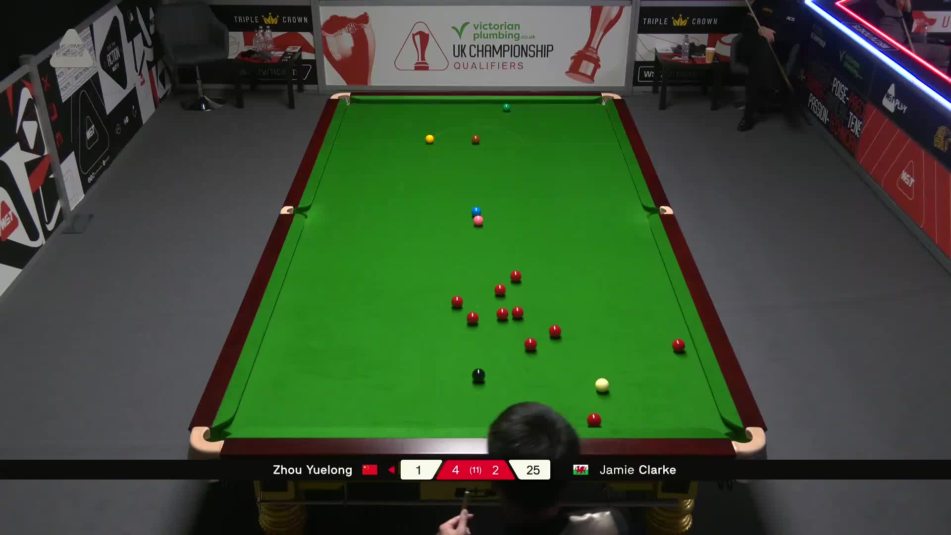 詹姆·克拉克VS周跃龙 2025斯诺克英国锦标赛资格赛 第七局