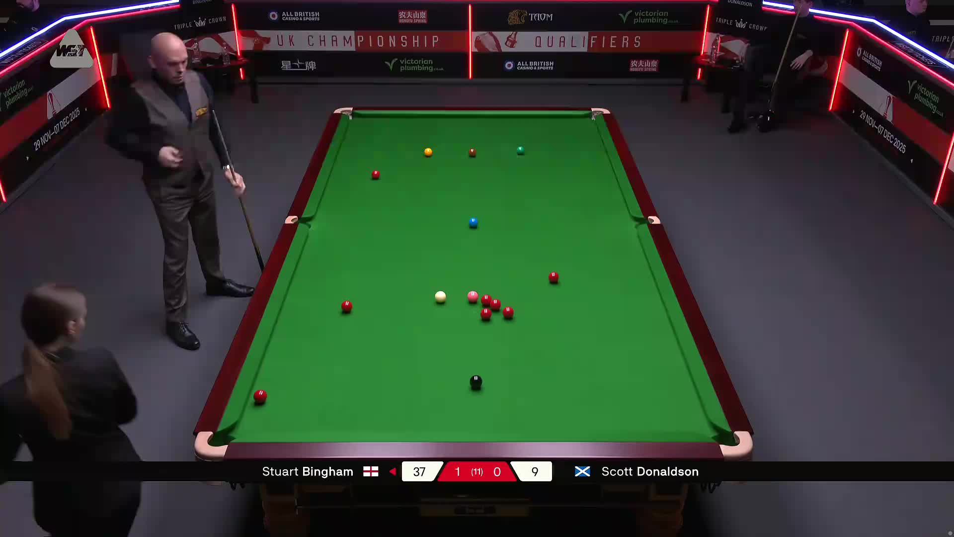 斯科特·唐纳森VS斯图尔特·宾汉姆 2025斯诺克英国锦标赛资格赛 第二局