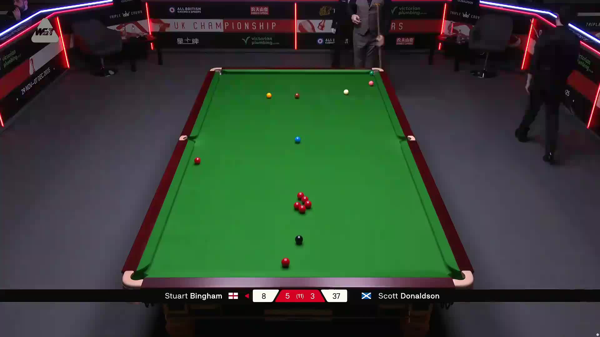 斯科特·唐纳森VS斯图尔特·宾汉姆 2025斯诺克英国锦标赛资格赛 第九局