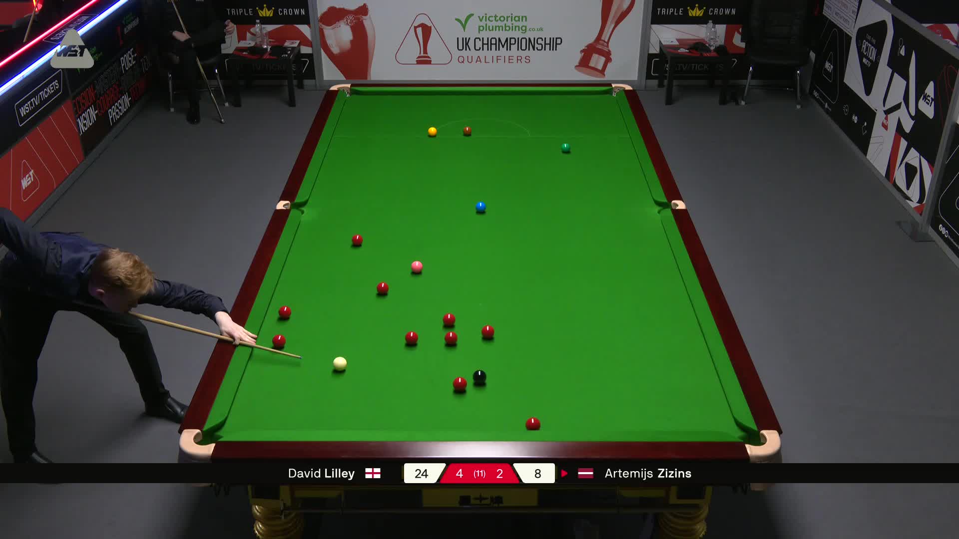 阿特米吉斯·齐津斯VS大卫·利利 2025斯诺克英国锦标赛资格赛 第七局