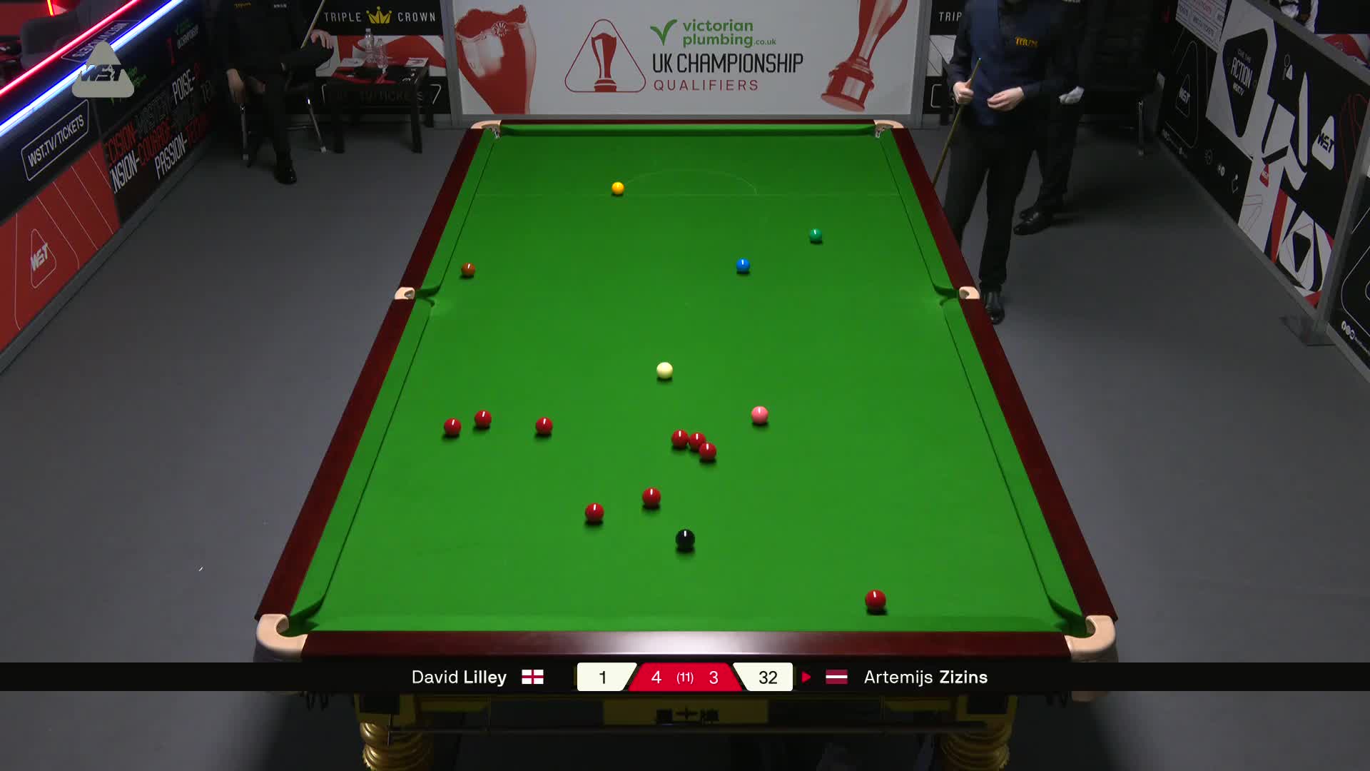 阿特米吉斯·齐津斯VS大卫·利利 2025斯诺克英国锦标赛资格赛 第八局