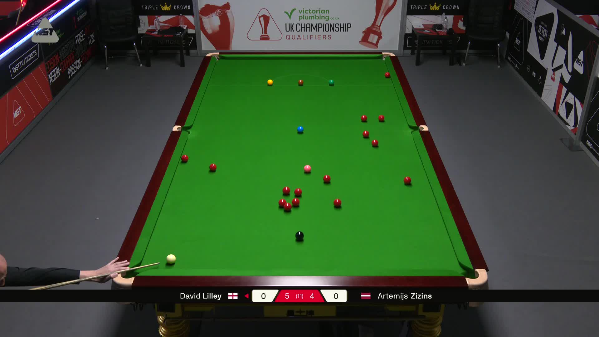 阿特米吉斯·齐津斯VS大卫·利利 2025斯诺克英国锦标赛资格赛 第十局