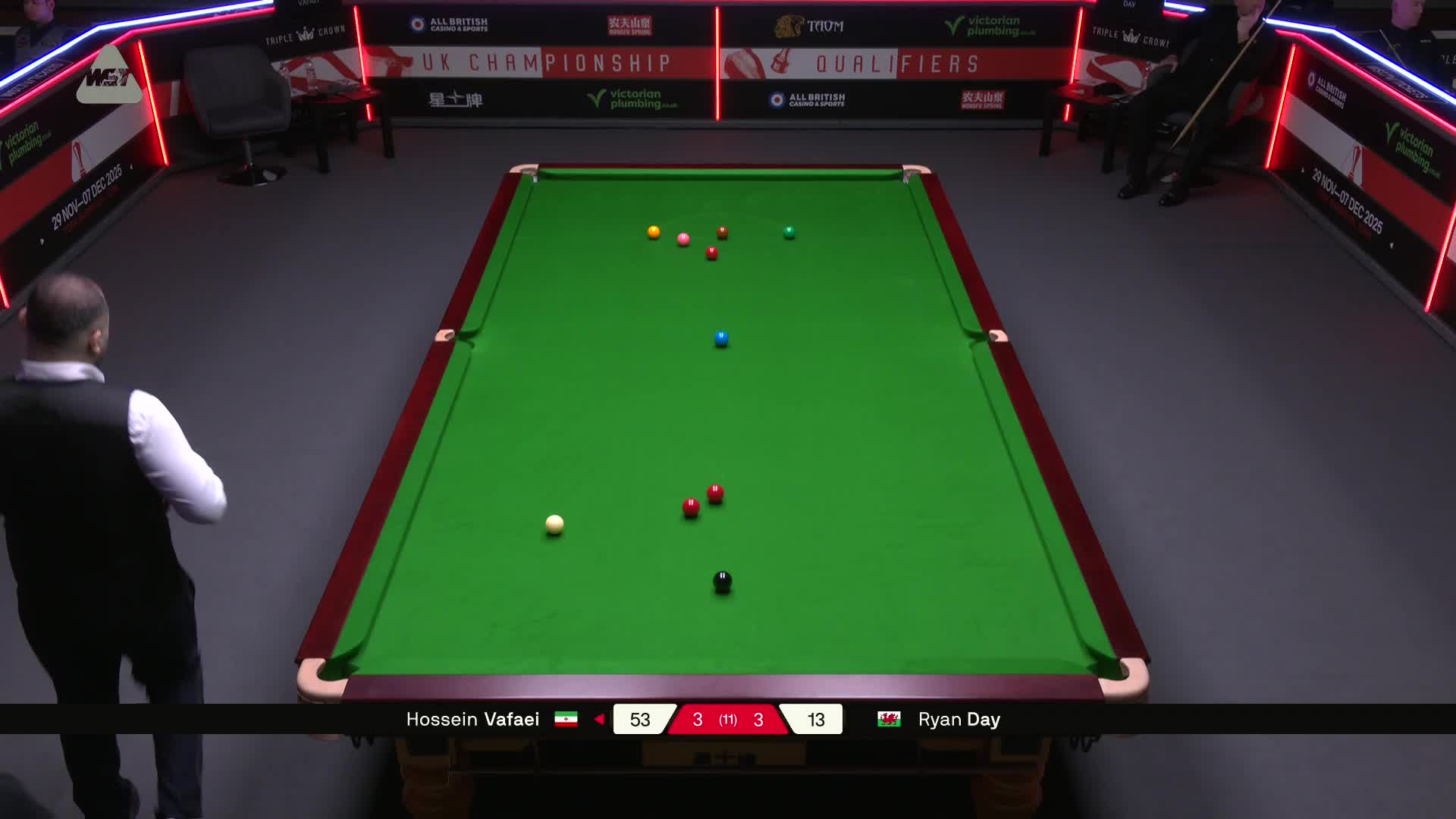 恩·戴VS侯赛因·瓦菲 2025斯诺克英国锦标赛资格赛 第七局