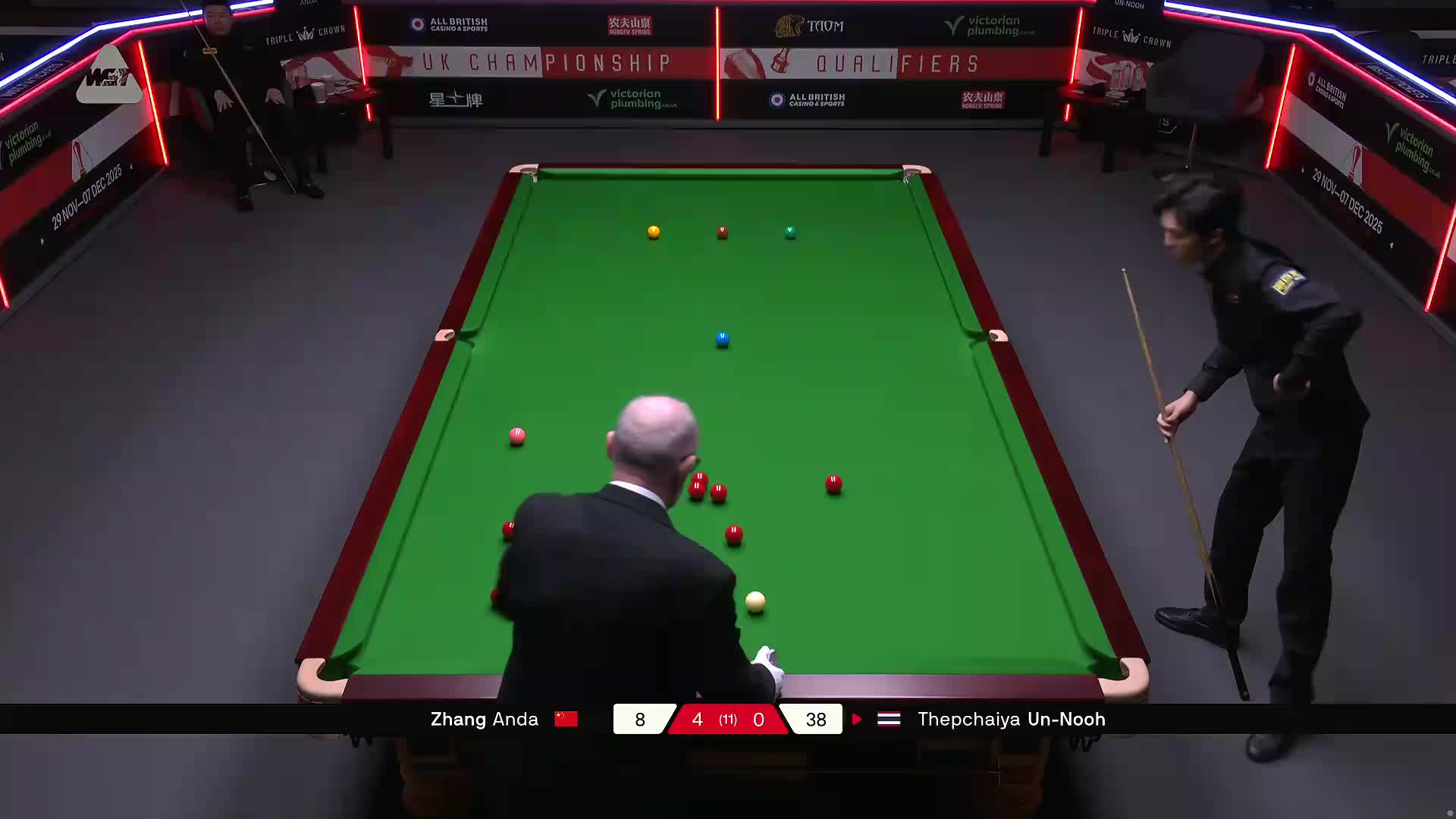 张安达VS塔猜亚·乌诺 2025斯诺克英国锦标赛资格赛 第五局