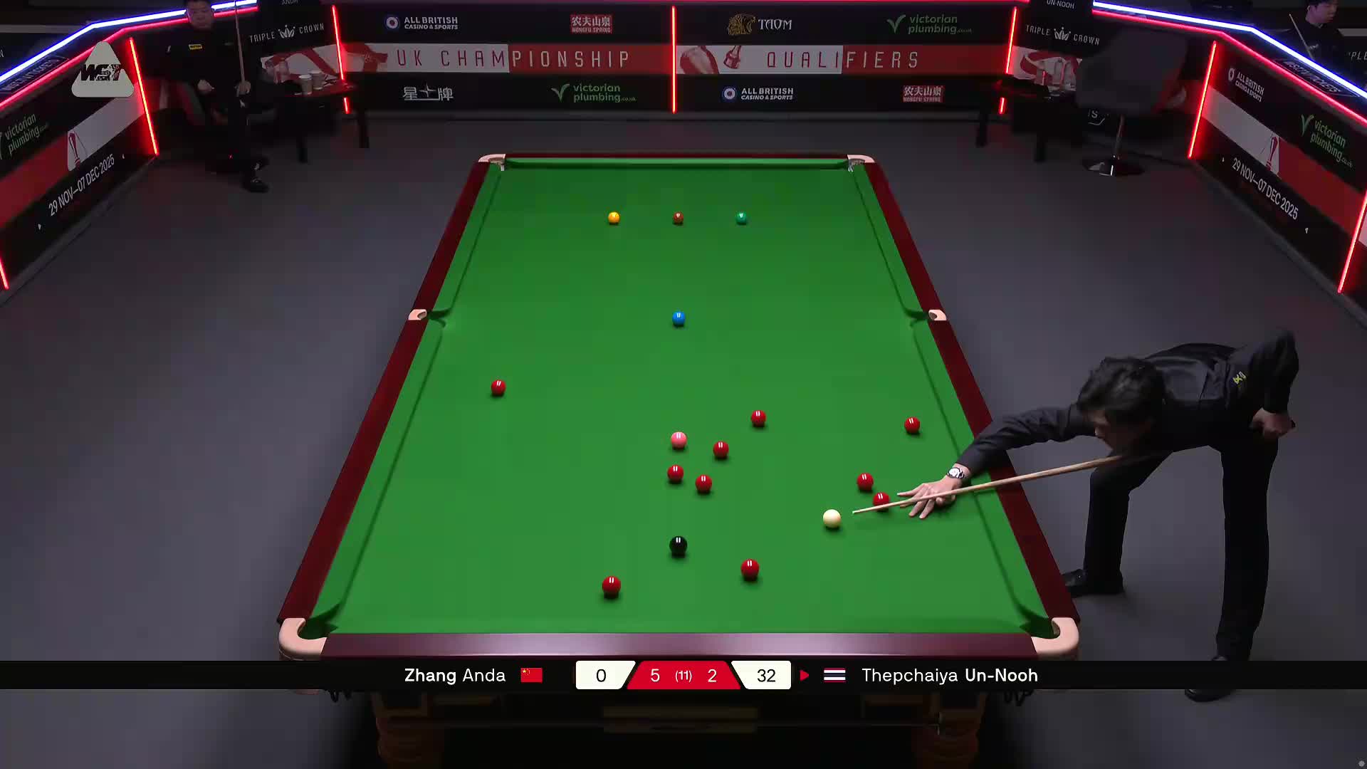 张安达VS塔猜亚·乌诺 2025斯诺克英国锦标赛资格赛 第八局