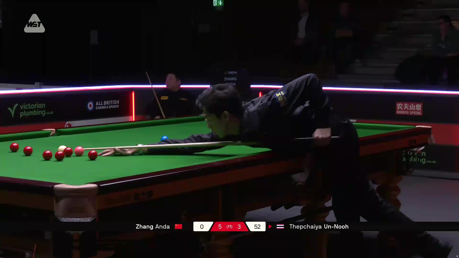 张安达VS塔猜亚·乌诺 2025斯诺克英国锦标赛资格赛 第九局