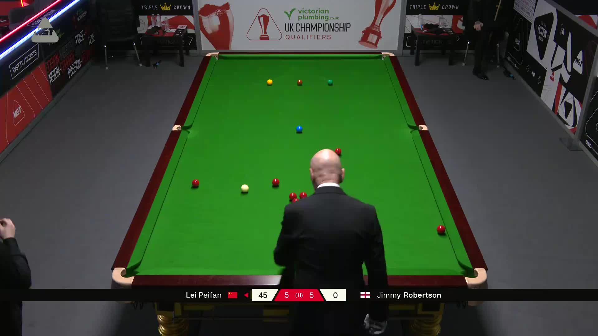 吉米·罗伯逊VS雷佩凡 2025斯诺克英国锦标赛资格赛 第十一局